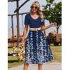 image:imageZeagoo Summer Dress for Women Casual Floral Midi Sundress with Pockets V Neck Pleated Short Sleeve Aline Beach Vacation DressNavy Floral