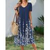 image:imageZeagoo Summer Dress for Women Casual Floral Midi Sundress with Pockets V Neck Pleated Short Sleeve Aline Beach Vacation DressNavy Floral