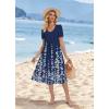 image:imageZeagoo Summer Dress for Women Casual Floral Midi Sundress with Pockets V Neck Pleated Short Sleeve Aline Beach Vacation DressNavy Floral