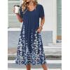 image:imageZeagoo Summer Dress for Women Casual Floral Midi Sundress with Pockets V Neck Pleated Short Sleeve Aline Beach Vacation DressNavy Floral