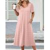 image:imageZeagoo Summer Dress for Women Casual Floral Midi Sundress with Pockets V Neck Pleated Short Sleeve Aline Beach Vacation DressPink Dot