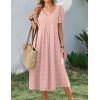 image:imageZeagoo Summer Dress for Women Casual Floral Midi Sundress with Pockets V Neck Pleated Short Sleeve Aline Beach Vacation DressPink Dot