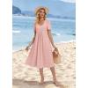 image:imageZeagoo Summer Dress for Women Casual Floral Midi Sundress with Pockets V Neck Pleated Short Sleeve Aline Beach Vacation DressPink Dot