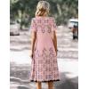 image:imageZeagoo Summer Dress for Women Casual Floral Midi Sundress with Pockets V Neck Pleated Short Sleeve Aline Beach Vacation DressPink Print1