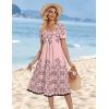 image:imageZeagoo Summer Dress for Women Casual Floral Midi Sundress with Pockets V Neck Pleated Short Sleeve Aline Beach Vacation DressPink Print1