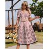 image:imageZeagoo Summer Dress for Women Casual Floral Midi Sundress with Pockets V Neck Pleated Short Sleeve Aline Beach Vacation DressPink Print1