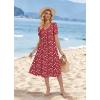 image:imageZeagoo Summer Dress for Women Casual Floral Midi Sundress with Pockets V Neck Pleated Short Sleeve Aline Beach Vacation DressRed Floral