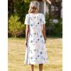 image:imageZeagoo Summer Dress for Women Casual Floral Midi Sundress with Pockets V Neck Pleated Short Sleeve Aline Beach Vacation DressWhite Floral