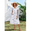 image:imageZeagoo Summer Dress for Women Casual Floral Midi Sundress with Pockets V Neck Pleated Short Sleeve Aline Beach Vacation DressWhite Floral