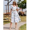image:imageZeagoo Summer Dress for Women Casual Floral Midi Sundress with Pockets V Neck Pleated Short Sleeve Aline Beach Vacation DressWhite Floral