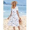 image:imageZeagoo Summer Dress for Women Casual Floral Midi Sundress with Pockets V Neck Pleated Short Sleeve Aline Beach Vacation DressWhite Floral