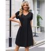 image:imageZeagoo Summer Dresses for Women Casual A Line Dress 2026 V Neck Short Dresses Floral Sundress Pleated Boho DressAblack