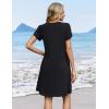image:imageZeagoo Summer Dresses for Women Casual A Line Dress 2026 V Neck Short Dresses Floral Sundress Pleated Boho DressAblack