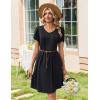 image:imageZeagoo Summer Dresses for Women Casual A Line Dress 2026 V Neck Short Dresses Floral Sundress Pleated Boho DressAblack