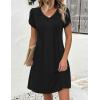 image:imageZeagoo Summer Dresses for Women Casual A Line Dress 2026 V Neck Short Dresses Floral Sundress Pleated Boho DressAblack
