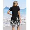 image:imageZeagoo Summer Dresses for Women Casual A Line Dress 2026 V Neck Short Dresses Floral Sundress Pleated Boho DressBlack Floral 01