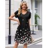 image:imageZeagoo Summer Dresses for Women Casual A Line Dress 2026 V Neck Short Dresses Floral Sundress Pleated Boho DressBlack Floral 02
