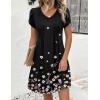image:imageZeagoo Summer Dresses for Women Casual A Line Dress 2026 V Neck Short Dresses Floral Sundress Pleated Boho DressBlack Floral 02