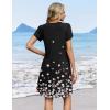 image:imageZeagoo Summer Dresses for Women Casual A Line Dress 2026 V Neck Short Dresses Floral Sundress Pleated Boho DressBlack Floral 02