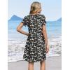 image:imageZeagoo Summer Dresses for Women Casual A Line Dress 2026 V Neck Short Dresses Floral Sundress Pleated Boho DressBlack Floral 03