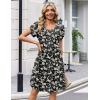 image:imageZeagoo Summer Dresses for Women Casual A Line Dress 2026 V Neck Short Dresses Floral Sundress Pleated Boho DressBlack Floral 03