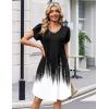 image:imageZeagoo Summer Dresses for Women Casual A Line Dress 2026 V Neck Short Dresses Floral Sundress Pleated Boho DressBlackwhite