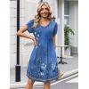 image:imageZeagoo Summer Dresses for Women Casual A Line Dress 2026 V Neck Short Dresses Floral Sundress Pleated Boho DressBlue Floral B