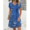 image:imageZeagoo Summer Dresses for Women Casual A Line Dress 2026 V Neck Short Dresses Floral Sundress Pleated Boho DressBlue Floral B
