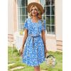 image:imageZeagoo Summer Dresses for Women Casual A Line Dress 2026 V Neck Short Dresses Floral Sundress Pleated Boho DressBlue Floral a