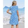 image:imageZeagoo Summer Dresses for Women Casual A Line Dress 2026 V Neck Short Dresses Floral Sundress Pleated Boho DressBlue Floral a