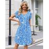 image:imageZeagoo Summer Dresses for Women Casual A Line Dress 2026 V Neck Short Dresses Floral Sundress Pleated Boho DressBlue Floral a