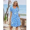 image:imageZeagoo Summer Dresses for Women Casual A Line Dress 2026 V Neck Short Dresses Floral Sundress Pleated Boho DressBlue Floral a