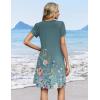 image:imageZeagoo Summer Dresses for Women Casual A Line Dress 2026 V Neck Short Dresses Floral Sundress Pleated Boho DressBlue Green 02