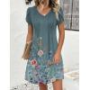 image:imageZeagoo Summer Dresses for Women Casual A Line Dress 2026 V Neck Short Dresses Floral Sundress Pleated Boho DressBlue Green 02