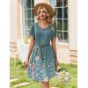 image:imageZeagoo Summer Dresses for Women Casual A Line Dress 2026 V Neck Short Dresses Floral Sundress Pleated Boho DressBlue Green 02