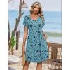 image:imageZeagoo Summer Dresses for Women Casual A Line Dress 2026 V Neck Short Dresses Floral Sundress Pleated Boho DressBlue Green Floral