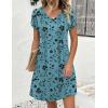 image:imageZeagoo Summer Dresses for Women Casual A Line Dress 2026 V Neck Short Dresses Floral Sundress Pleated Boho DressBlue Green Floral