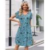 image:imageZeagoo Summer Dresses for Women Casual A Line Dress 2026 V Neck Short Dresses Floral Sundress Pleated Boho DressBlue Green Floral