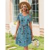 image:imageZeagoo Summer Dresses for Women Casual A Line Dress 2026 V Neck Short Dresses Floral Sundress Pleated Boho DressBlue Green Floral