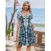 image:imageZeagoo Summer Dresses for Women Casual A Line Dress 2026 V Neck Short Dresses Floral Sundress Pleated Boho DressBoho Blue Print
