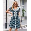 image:imageZeagoo Summer Dresses for Women Casual A Line Dress 2026 V Neck Short Dresses Floral Sundress Pleated Boho DressBoho Blue Print
