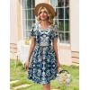 image:imageZeagoo Summer Dresses for Women Casual A Line Dress 2026 V Neck Short Dresses Floral Sundress Pleated Boho DressBoho Blue Print