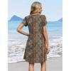 image:imageZeagoo Summer Dresses for Women Casual A Line Dress 2026 V Neck Short Dresses Floral Sundress Pleated Boho DressBoho Brown Print
