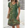 image:imageZeagoo Summer Dresses for Women Casual A Line Dress 2026 V Neck Short Dresses Floral Sundress Pleated Boho DressGreen Floral 01