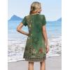 image:imageZeagoo Summer Dresses for Women Casual A Line Dress 2026 V Neck Short Dresses Floral Sundress Pleated Boho DressGreen Floral 01