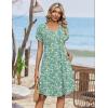 image:imageZeagoo Summer Dresses for Women Casual A Line Dress 2026 V Neck Short Dresses Floral Sundress Pleated Boho DressGreen Floral 02