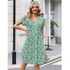image:imageZeagoo Summer Dresses for Women Casual A Line Dress 2026 V Neck Short Dresses Floral Sundress Pleated Boho DressGreen Floral 02