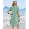 image:imageZeagoo Summer Dresses for Women Casual A Line Dress 2026 V Neck Short Dresses Floral Sundress Pleated Boho DressGreen Floral 02