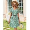 image:imageZeagoo Summer Dresses for Women Casual A Line Dress 2026 V Neck Short Dresses Floral Sundress Pleated Boho DressGreen Floral 02
