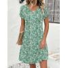 image:imageZeagoo Summer Dresses for Women Casual A Line Dress 2026 V Neck Short Dresses Floral Sundress Pleated Boho DressGreen Floral 02